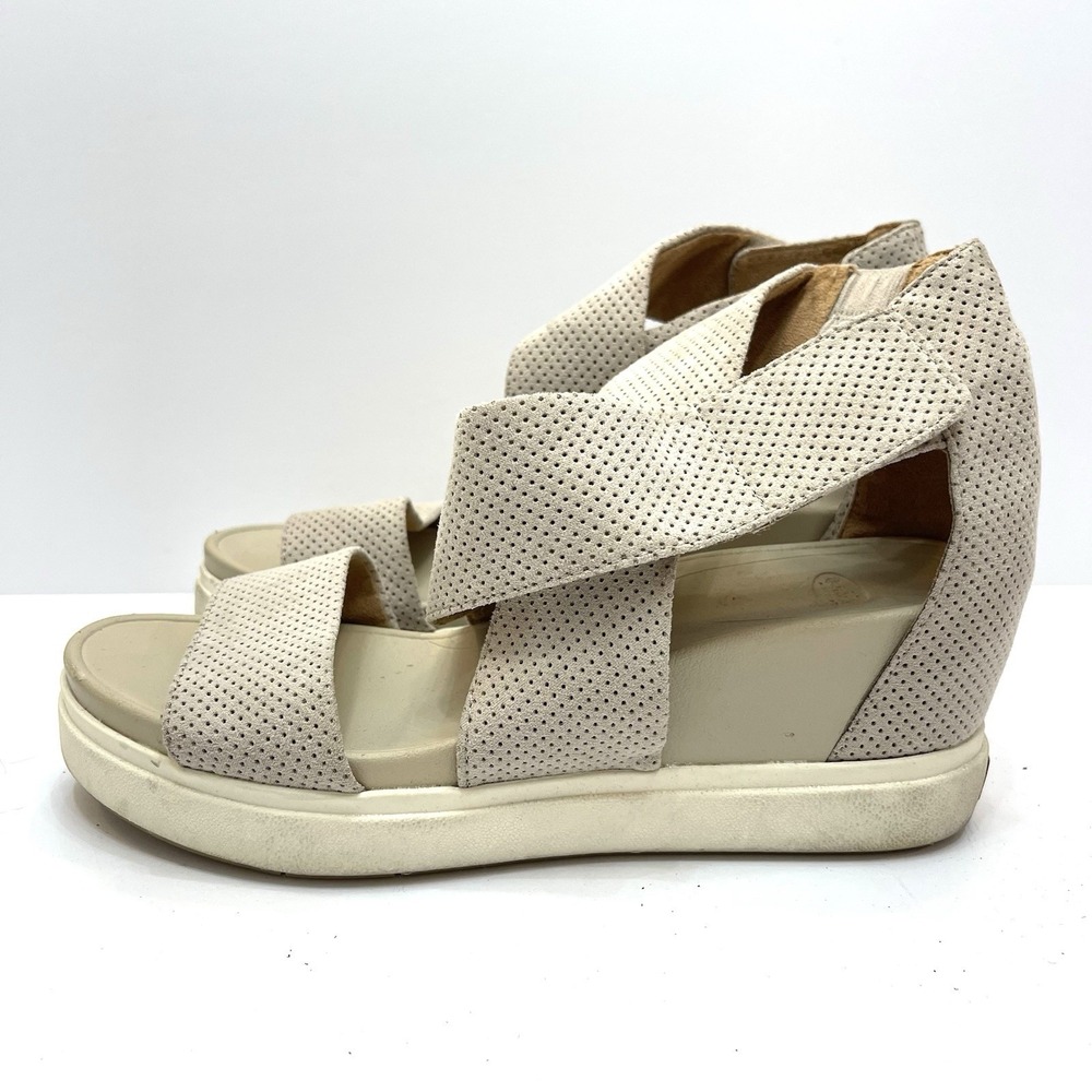 Dr.‎ Scholls Sheena Platform Wedge Sandals Light Grey Oyster Size 8.5M